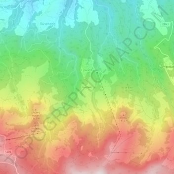 Topografische Karte Gustern, Höhe, Relief