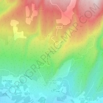 Topografische Karte Les Tambours, Höhe, Relief
