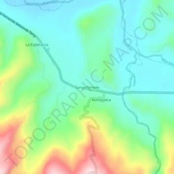 Topografische Karte ñunya Temple, Höhe, Relief