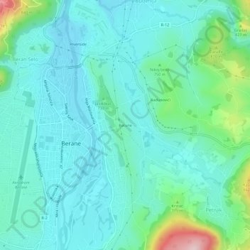 Topografische Karte Batune, Höhe, Relief