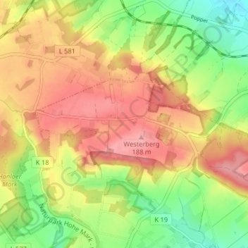 Topografische Karte Baumberg, Höhe, Relief