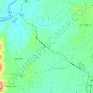 Topografische Karte Luntal, Höhe, Relief
