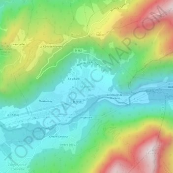 Topografische Karte Marlens, Höhe, Relief