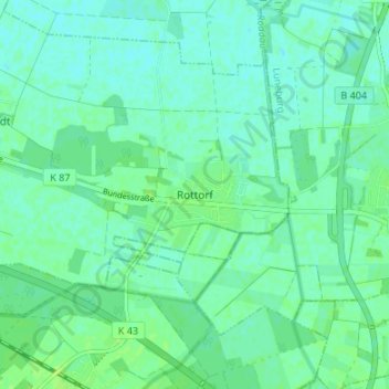 Topografische Karte Rottorf, Höhe, Relief
