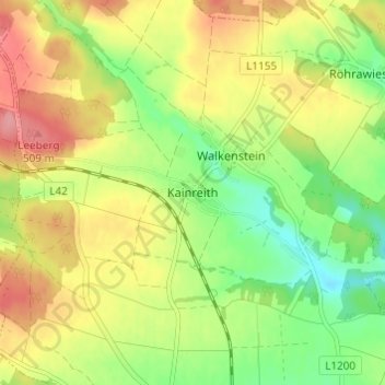 Topografische Karte Kainreith, Höhe, Relief
