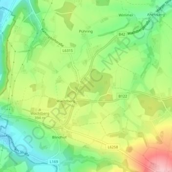 Topografische Karte Wanzenöd, Höhe, Relief