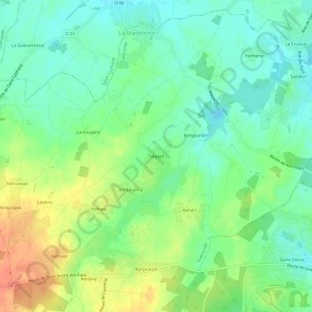 Topografische Karte Trépied, Höhe, Relief