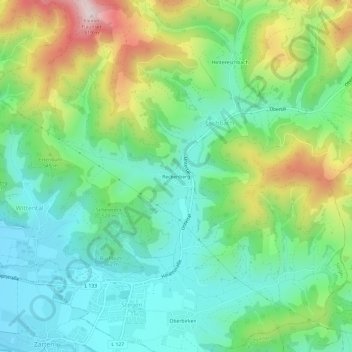 Topografische Karte Reckenberg, Höhe, Relief