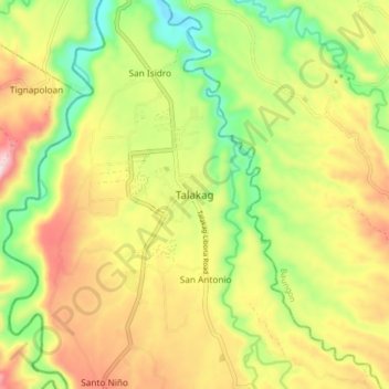 Topografische Karte Talakag, Höhe, Relief