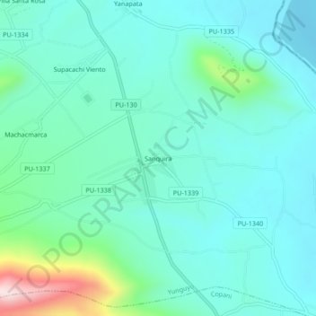 Topografische Karte Sanquira, Höhe, Relief
