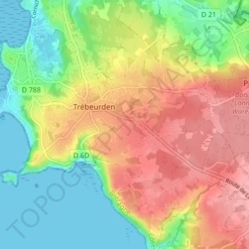 Topografische Karte Lann ar Cleis, Höhe, Relief