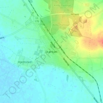Topografische Karte Scherrebek, Höhe, Relief