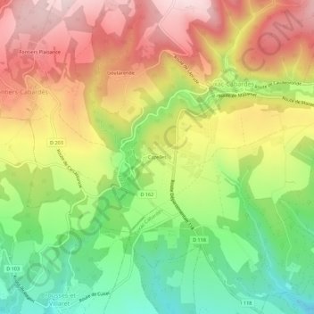 Topografische Karte Cazelles, Höhe, Relief