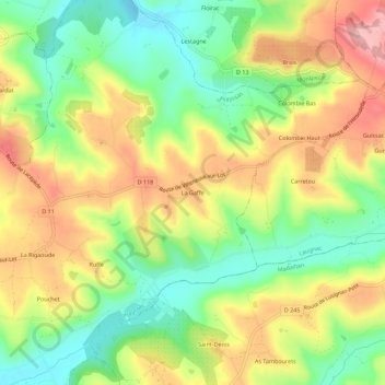 Topografische Karte La Gaffe, Höhe, Relief