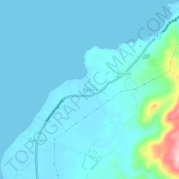 Topografische Karte Bobon, Höhe, Relief