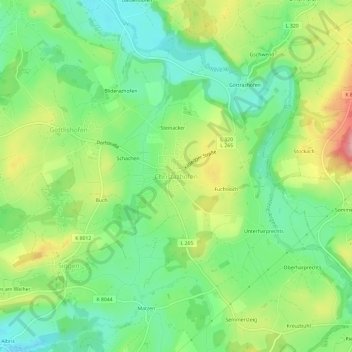 Topografische Karte Christazhofen, Höhe, Relief