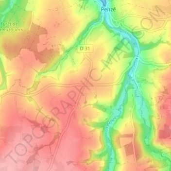 Topografische Karte Croix Neuve, Höhe, Relief