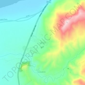 Topografische Karte Çendik, Höhe, Relief