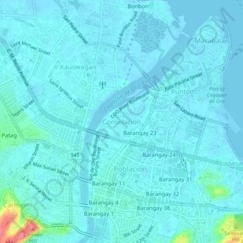 Topografische Karte Consolacion, Höhe, Relief