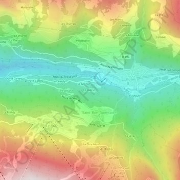 Topografische Karte Le Buisson, Höhe, Relief