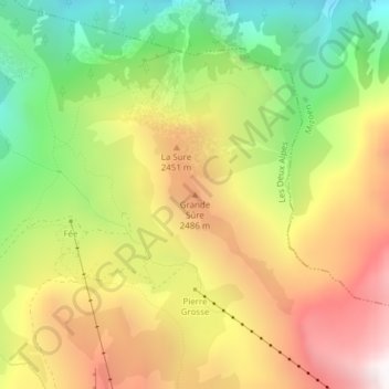 Topografische Karte Grande Sûre, Höhe, Relief
