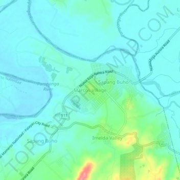 Topografische Karte Marcos Village, Höhe, Relief