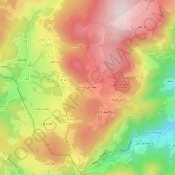 Topografische Karte La Sanglarière, Höhe, Relief