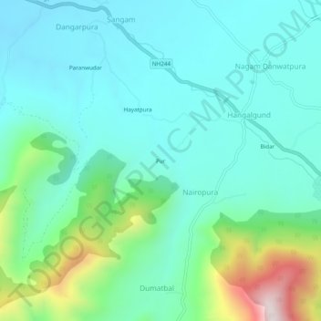Topografische Karte Pur, Höhe, Relief