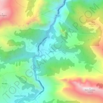 Topografische Karte Lebeña, Höhe, Relief