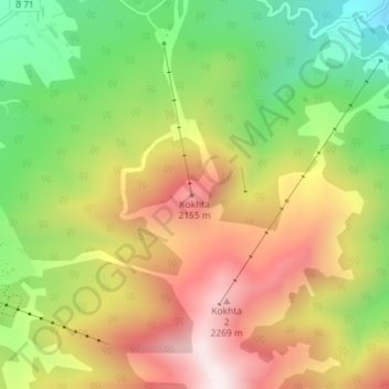 Topografische Karte Kokhta, Höhe, Relief