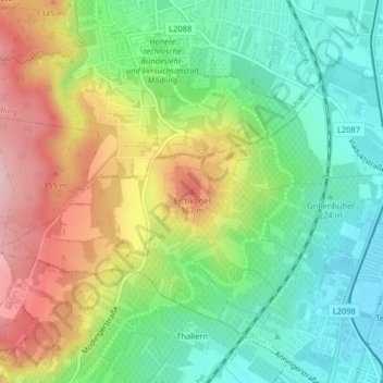 Topografische Karte Eichkogel, Höhe, Relief