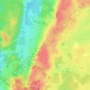 Topografische Karte Bernbach, Höhe, Relief