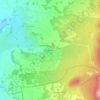 Topografische Karte Allagnat, Höhe, Relief