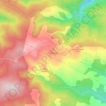 Topografische Karte Foncebadón, Höhe, Relief