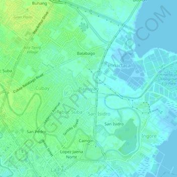 Topografische Karte Banuyao, Höhe, Relief