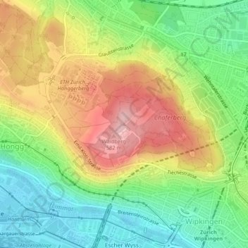Topografische Karte Chäferberg, Höhe, Relief