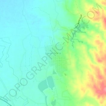 Topografische Karte Liwan Norte, Höhe, Relief