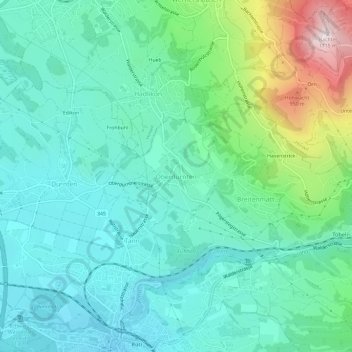 Topografische Karte Oberdürnten, Höhe, Relief