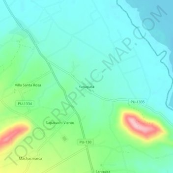 Topografische Karte Yanapata, Höhe, Relief