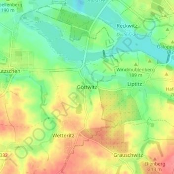 Topografische Karte Göttwitz, Höhe, Relief