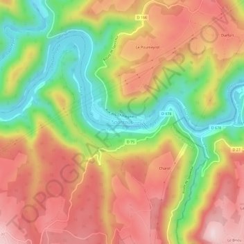 Topografische Karte Spontour, Höhe, Relief