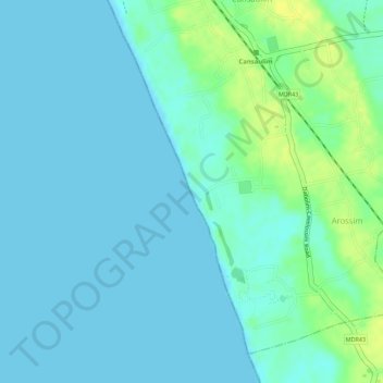 Topografische Karte Arossim Beach, Höhe, Relief