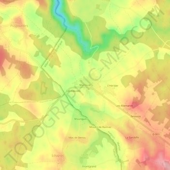 Topografische Karte Marroule, Höhe, Relief