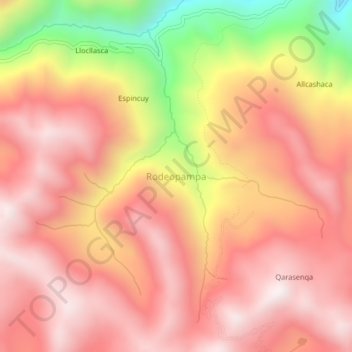 Topografische Karte Rodeopampa, Höhe, Relief