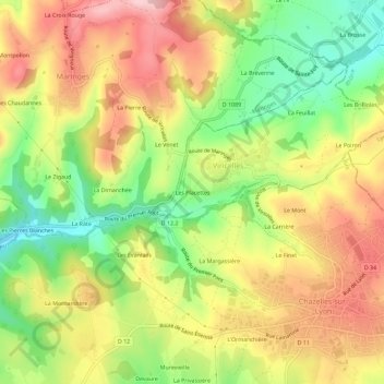 Topografische Karte Les Placettes, Höhe, Relief