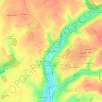Topografische Karte Les Sables d'Olonne, Höhe, Relief
