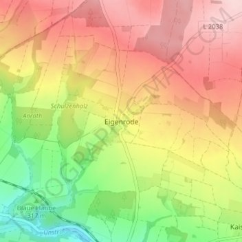Topografische Karte Eigenrode, Höhe, Relief