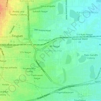 Topografische Karte Korramenugunta, Höhe, Relief