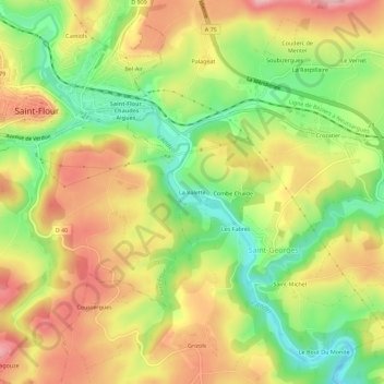 Topografische Karte La Valette, Höhe, Relief