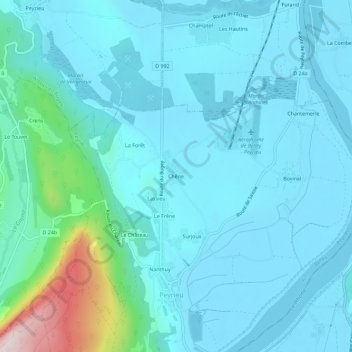 Topografische Karte Chêne, Höhe, Relief
